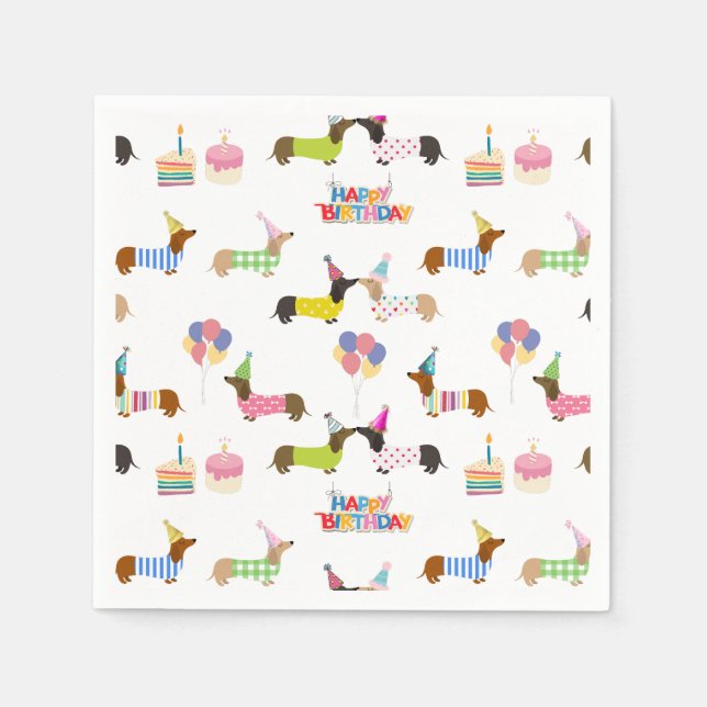 Dachshund Themed Birthday Napkins (Front)