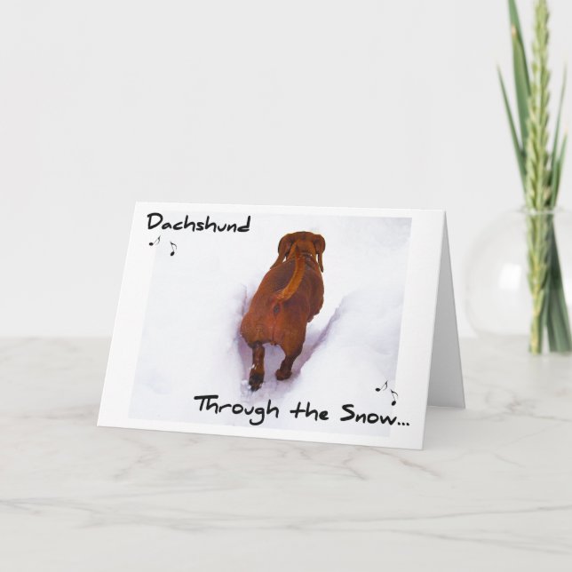Dachshund Through Snow Dashing Through the Snow Holiday Card (Front)