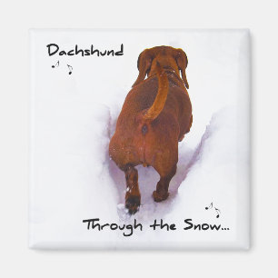 Dachshund Through Snow Dashing Through the Snow Magnet