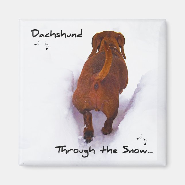Dachshund Through Snow Dashing Through the Snow Magnet (Front)