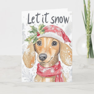 Dachshund Through the Snow Christmas Card