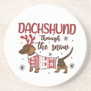 Dachshund Through The Snow Christmas Dog Lover Coaster