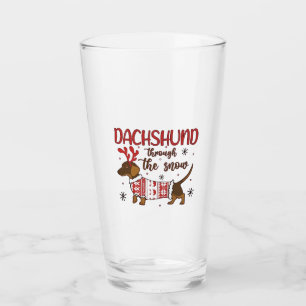 Dachshund Through The Snow Christmas Dog Lover Glass