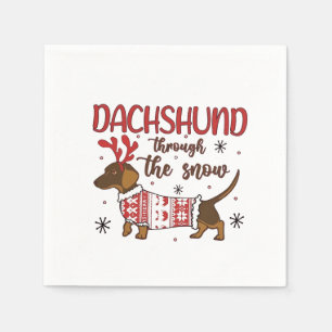 Dachshund Through The Snow Christmas Dog Lover Napkin