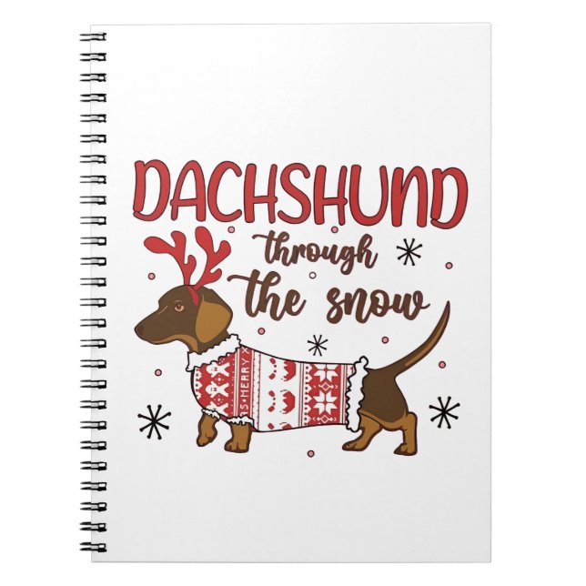 Dachshund Through The Snow Christmas Dog Lover Notebook (Front)