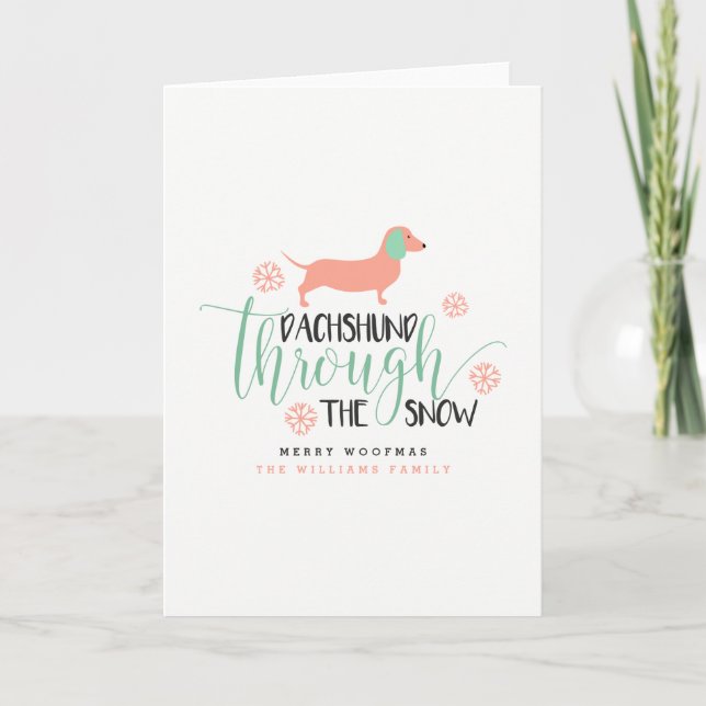 Dachshund Through the Snow Christmas Holiday Card (Front)