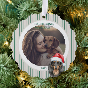 Dachshund through the Snow Christmas Holiday Ornament Card