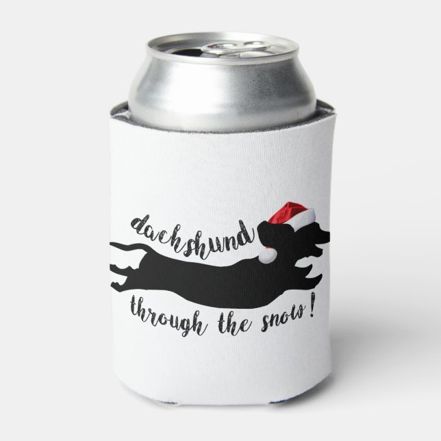 Dachshund through the snow Christmas Holidays Can Cooler (Can Front)