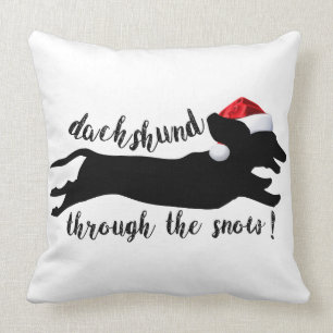 Dachshund through the snow Christmas Holidays Throw Pillow