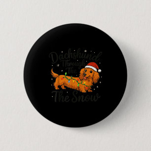 Dachshund Through The Snow Christmas Pajama Toddle 2 Inch Round Button