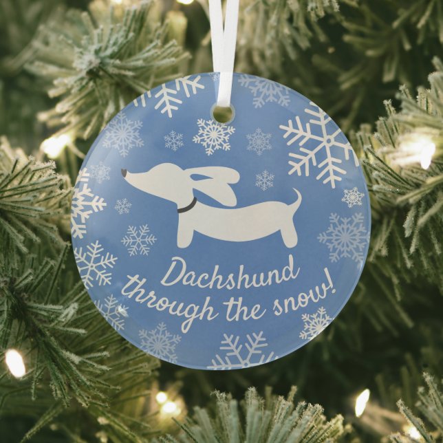 Dachshund Through The Snow Christmas Tree Ornament (Insitu)