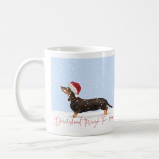DACHSHUND THROUGH THE SNOW Cute Christmas Coffee Mug