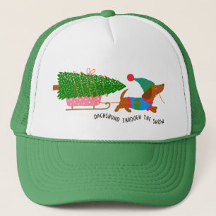 Dachshund Through The Snow Cute Christmas Dog Trucker Hat