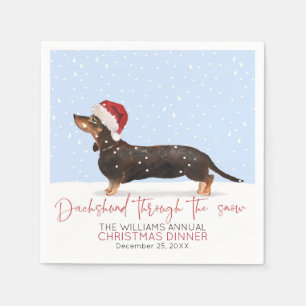 DACHSHUND THROUGH THE SNOW Cute Christmas Party Napkin