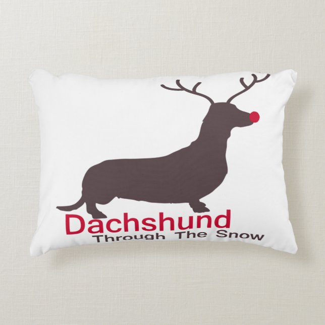 Dachshund Through The Snow Decorative Pillow (Front)