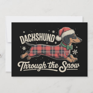 Dachshund Through The Snow Dog Christmas Plaid Holiday Card