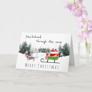 Dachshund through the snow dog merry christmas card