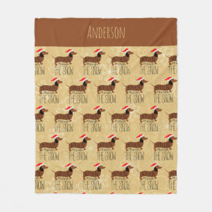 Dachshund Through the Snow Fleece Blanket