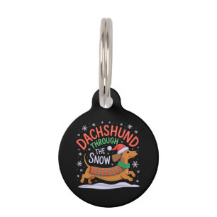 Dachshund Through the Snow Funny Christmas Dog Pet Tag