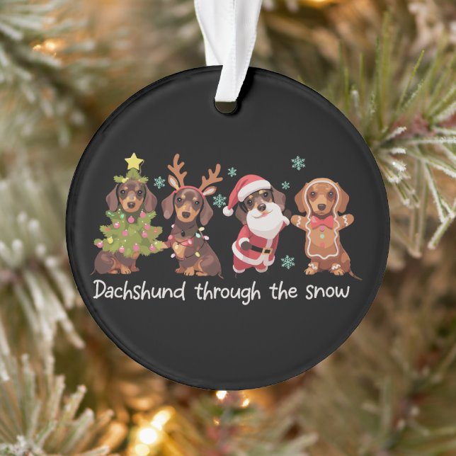 Dachshund Through The Snow Funny Christmas Dogs (Arbre)
