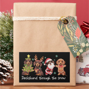 Dachshund Through The Snow Funny Christmas Dogs Sticker