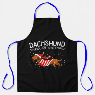 Dachshund Through The Snow Funny Dog Christmas Apron