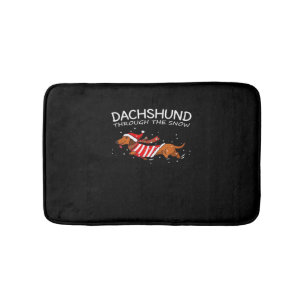Dachshund Through The Snow Funny Dog Christmas Cla Bath Mat