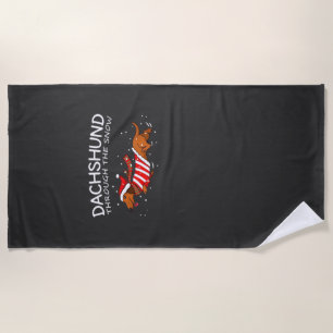 Dachshund Through The Snow Funny Dog Christmas Cla Beach Towel