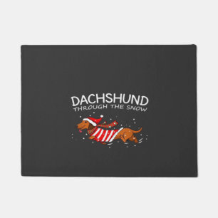 Dachshund Through The Snow Funny Dog Christmas Cla Doormat