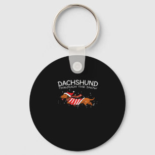Dachshund Through The Snow Funny Dog Christmas Cla Keychain