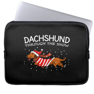 Dachshund Through The Snow Funny Dog Christmas Laptop Sleeve