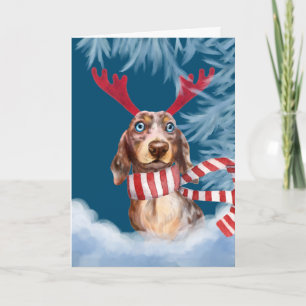 Dachshund Through The Snow Holiday Card