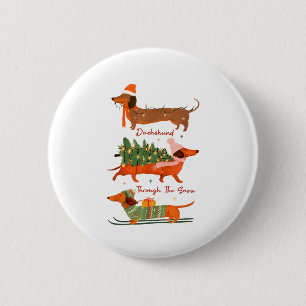 Dachshund Through The Snow Merry Christmas Dachshu 2 Inch Round Button