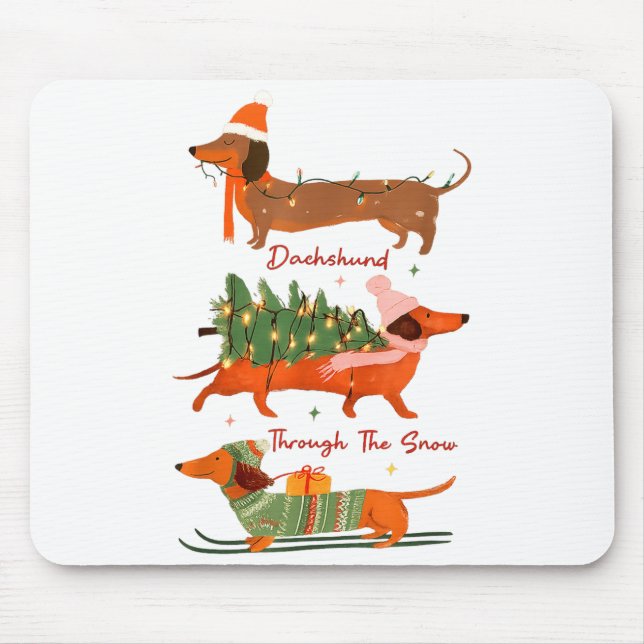 Dachshund Through The Snow Merry Christmas Dachshu Mouse Pad (Front)