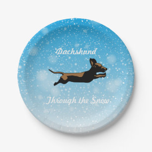 Dachshund through the snow party plate