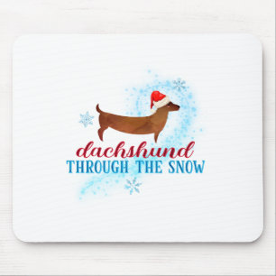 Dachshund Through The Snow Santa Dog Christmas Mouse Pad
