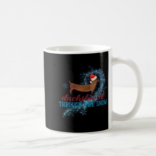 Dachshund Through The Snow Santa Dog Christmas T S Coffee Mug (Right)