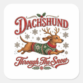 Dachshund Through the Snow Square Sticker
