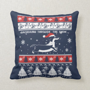 DACHSHUND THROUGH THE SNOW THROW PILLOW