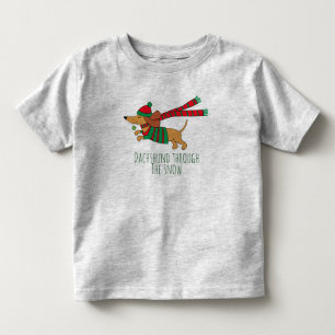 Dachshund Through the Snow Toddler Jersey T-Shirt