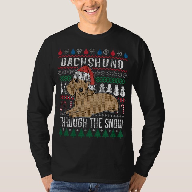 Dachshund Through The Snow Ugly Christmas Sweater (Front)