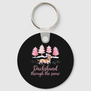 Dachshund Through The Snow Wiener Dog Christmas Keychain
