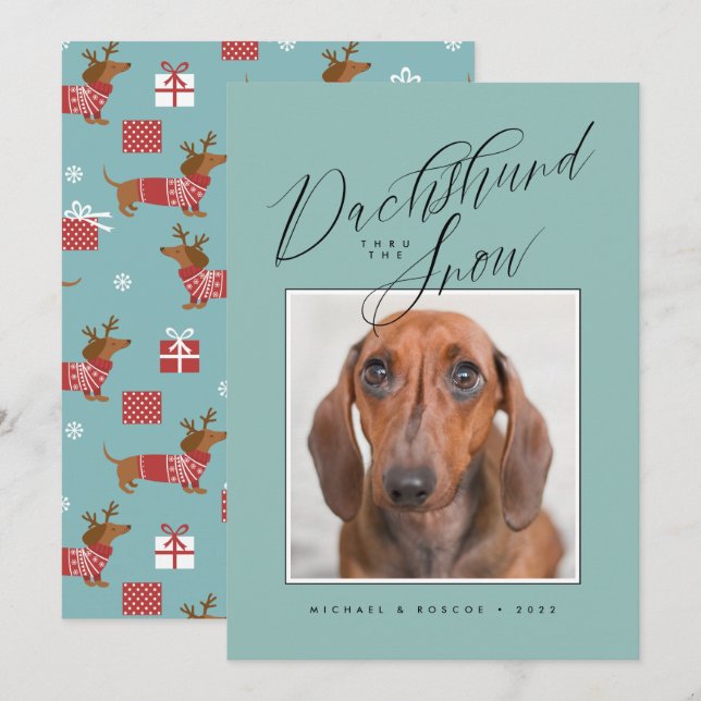 DACHSHUND THRU THE SNOW Add Your Photo (Front/Back)