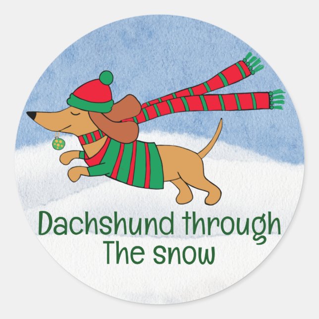 Dachshund Thru the Snow Sticker (Front)