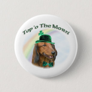 Dachshund Top of the Morn'; Dachshund St. Patrick 2 Inch Round Button