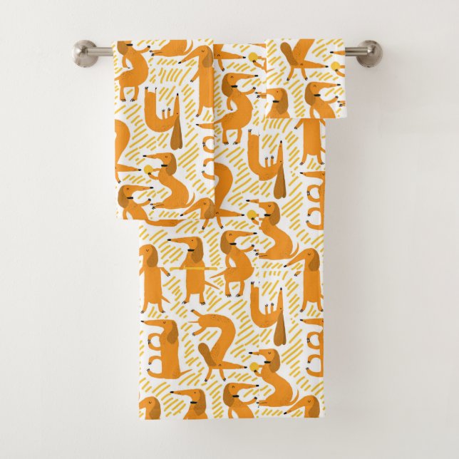 Dachshund Towel Set Wiener Dog Bathroom Decor (Insitu)