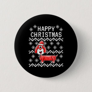 Dachshund Ugly Christmas Dog 2 Inch Round Button
