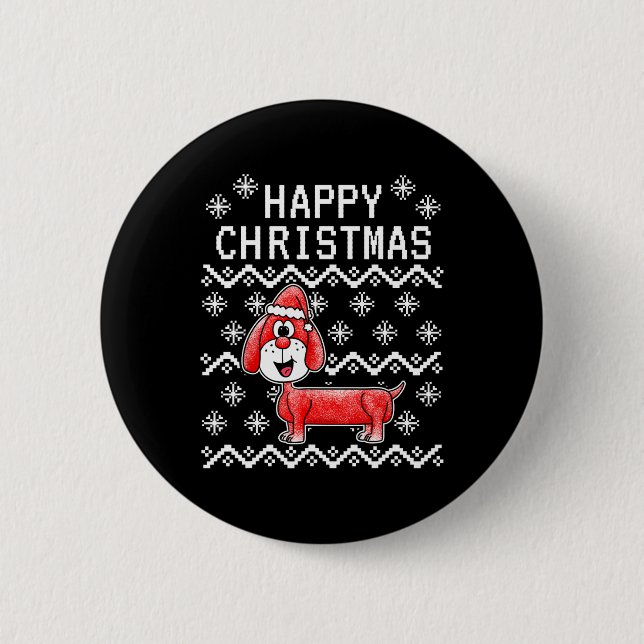Dachshund Ugly Christmas Dog  2 Inch Round Button (Front)