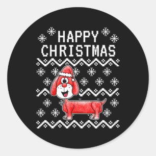 Dachshund Ugly Christmas Dog  Classic Round Sticker