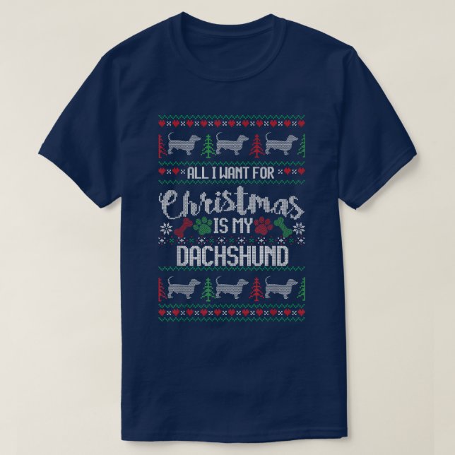 Dachshund Ugly Christmas Sweater  (Design Front)